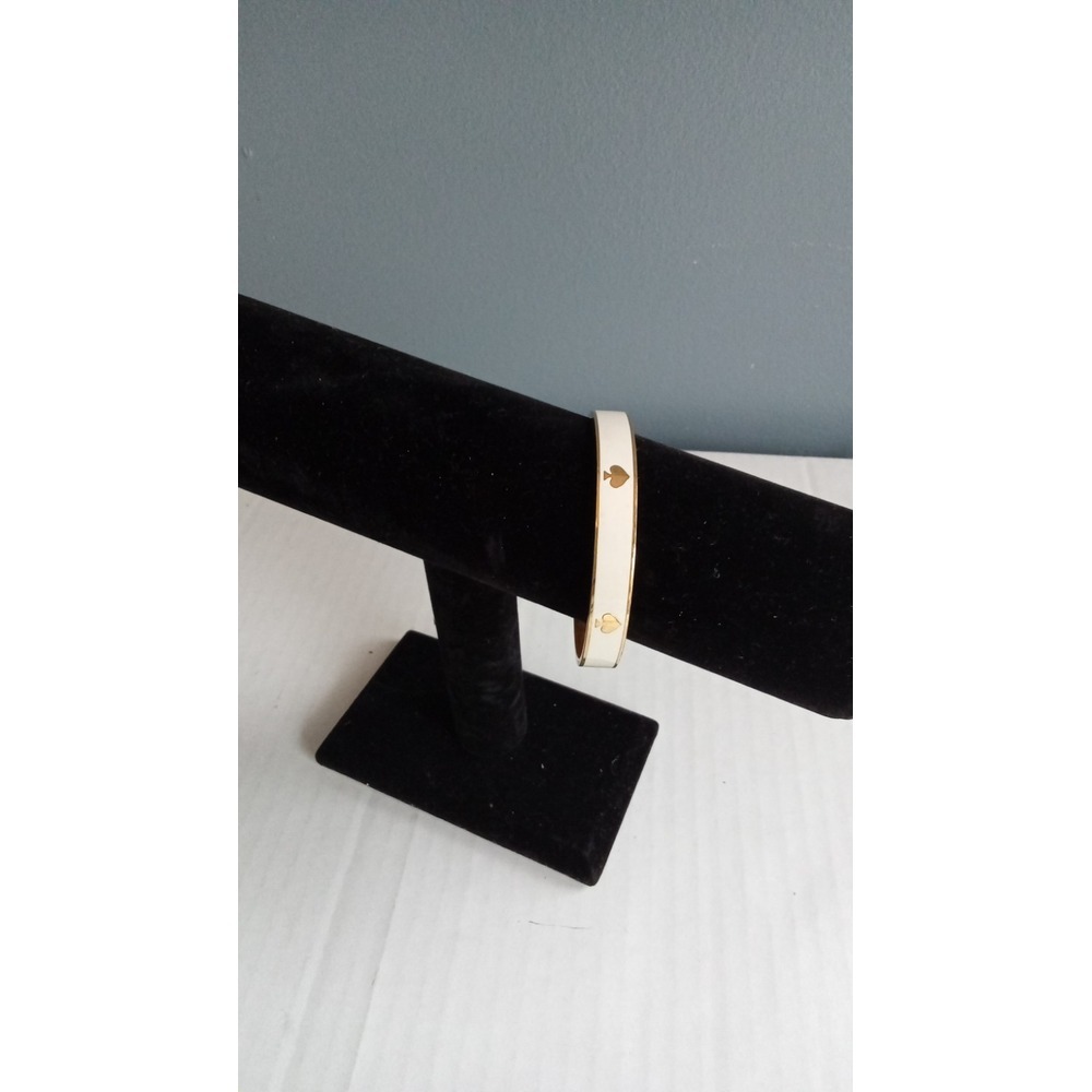 Kate Spade Bangle Bracelet Gold Spade Logo‎ Cream Enamel Designer - Picture 3 of 4